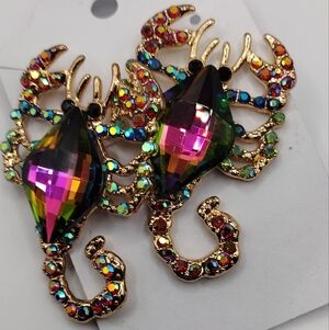 Rhinestone Scorpion Earrings in Vivid Colorful Hues, Sparkly!!!